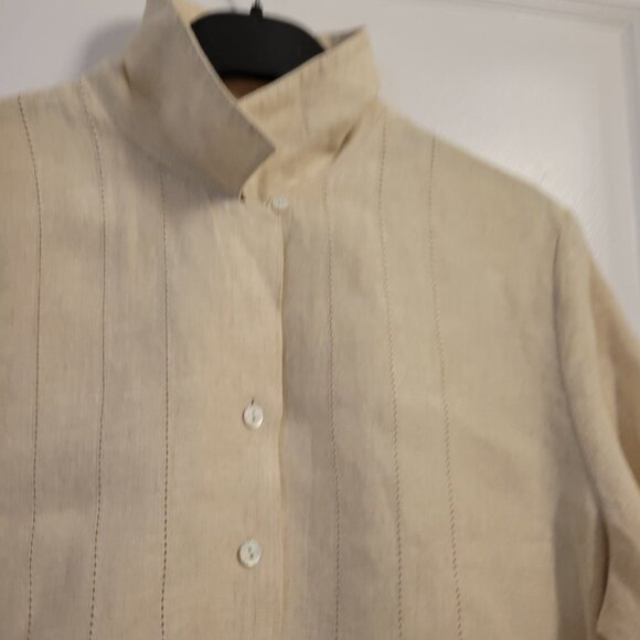 Vintage Talbots Blouse and Midi Skirt 100% Irish Linen Set - Pointelle Detailing - Picture 5 of 16